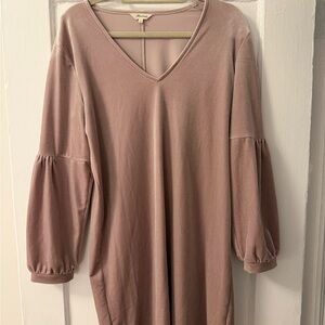 Madewell Dusty Pink V-Neck Long Sleeve Dress